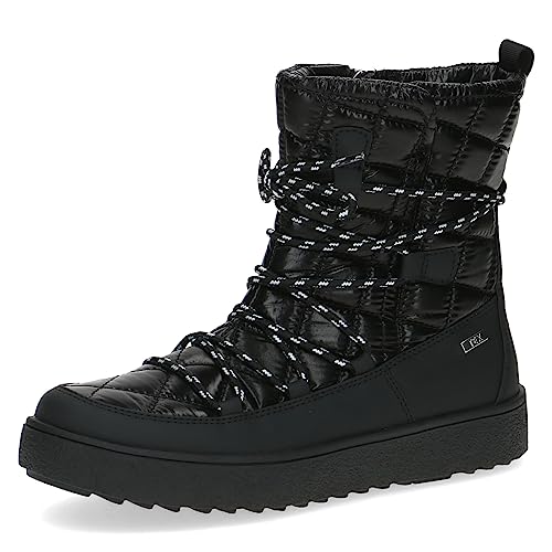 CAPRICE Women's Lace-Up Winter Ankle Boots Airmotion Water-Repellent with Zipper Width G Vegan, Black (Black Comb), EU on Sale