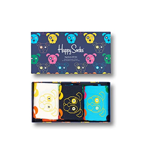 Happy Socks Unisex 3-pack gemengde hond sokken gift set Socken, Grün-Blau-Orange-Gelb-Rosa-Weiß, 36-40 EU im Sale