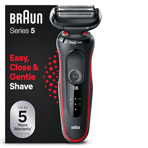 Braun Series 5 Electric Shaver, EasyClean Men's Razor, Wet &amp; Dry, Gift for Men, Made in Germany, 51-R1000s, Red on Sale