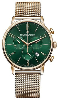 Thumbnail for MAURICE LACROIX Eliros Chronograph Green Damen-Armbanduhr Analog Quarz mit goldfarbenem Milanaise-Edelstahlband EL1098-PVP06-620-1 im Sale