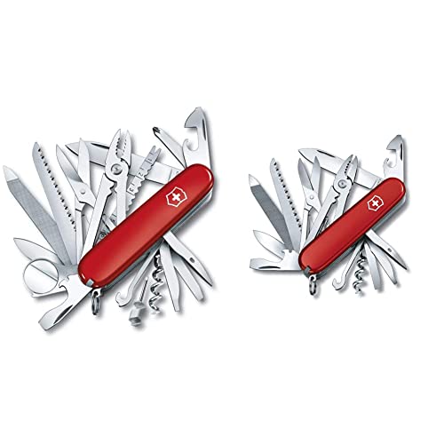Victorinox Taschenmesser Swiss Champ (33 Funktionen: Metallfeile, Mini-Schraubendreher) rot & Taschenmesser Handyman (24 Funktionen, Kombizange, Holzmeissel) rot im Sale