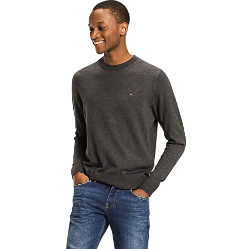Tommy Hilfiger Herren Core Cotton-silk Cneck Pullover, Grau (Charcoal Htr 093), EU im Sale