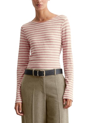 Marc OߴPolo Damen Langarmshirt aus Bio-Baumwolle mit U-Boot-Ausschnitt, Mehrfarbig (Multi/Dark Mauve), im Sale