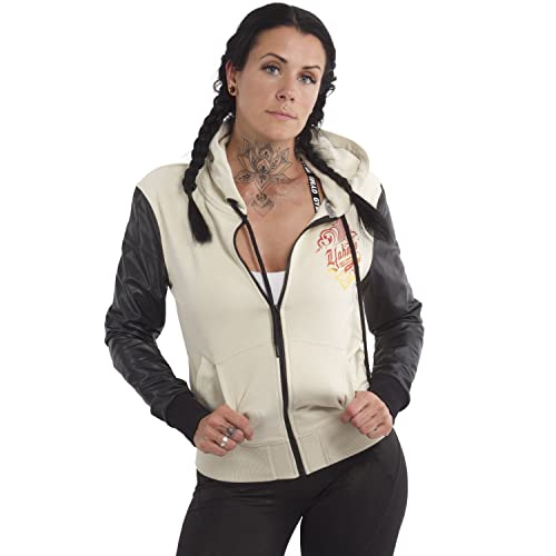 Yakuza Damen Crests Two Face Kapuzenjacke, Whitecap Gray, im Sale