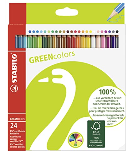 Environmentally friendly colored pencil - STABILO GREENcolors - 24-pack - with 24 different colors on sale