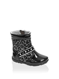 Thumbnail for Laura Ashley Kid's Quilted Bootie, Black Patent, 6 US Toddler im Sale