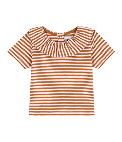 Petit Bateau Baby Mädchen Kurzarmbluse, Braun Toast / Weiss Doll, 6 Monate im Sale