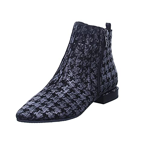 SIMEN Damen Stiefelette 4078A-9OJ Leder Seitenreißverschlüsse Atmungsaktiv Elastisch Gefüttert Leicht Musterung Grau (Grey) im Sale