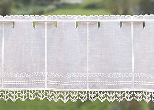 Plauener Spitze Scheibengardine Spitzengardine im Landhausstil Farbe : Creme (30x64 cm) im Sale