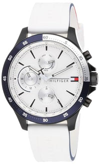 Thumbnail for Tommy Hilfiger Multi Zifferblatt Quarz Uhr für Herren mit Weisses Silikonarmband - 1791723 im Sale