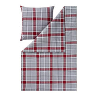 Thumbnail for ESTELLA Bettwäsche Quirin 4448 810 Grau Kuschelflanell Karomuster Kariert Quadrate Linien Rot, im Sale