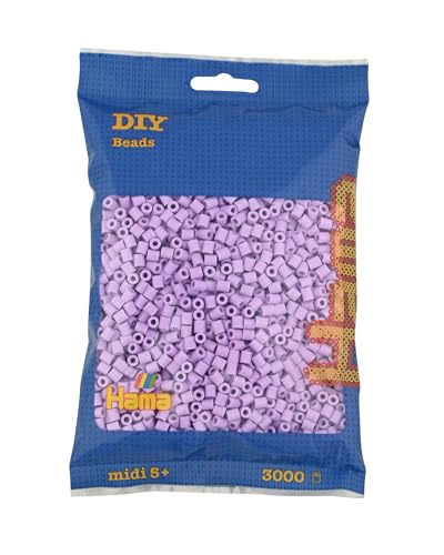 Hama Beads 201-96 - Iron-on beads bag with approx. 3000 midi craft beads with a diameter of 5 mm in pastel lilac, creative crafting fun for all ages on sale