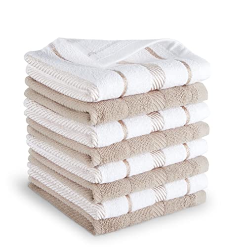 KitchenAid Albany Geschirrtuch-Set, Baumwollmischung, Milchshake/Weiß, 30,5 x 30,5 cm, 8 Stück im Sale