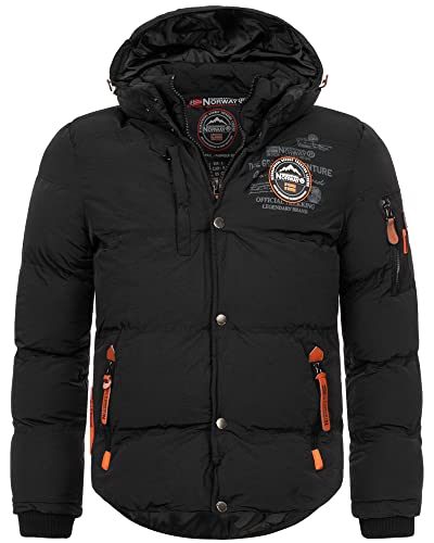 Geographical Norway Men's Winter Jacket Quilted Jacket Outdoor Jacket Parka vervieine, Color: Black, on Sale