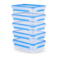 Thumbnail for Emsa Clip&Close Frischhaltedose Mealprep-Set N10307|5-teiliges Set|Vorratsdosen| 0,8 Liter|100% dicht + hygienisch|Frische Dichtung|Spülmaschinen-, Mikrowellen-, und Gefriergeeignet, Transparent/Blau im Sale