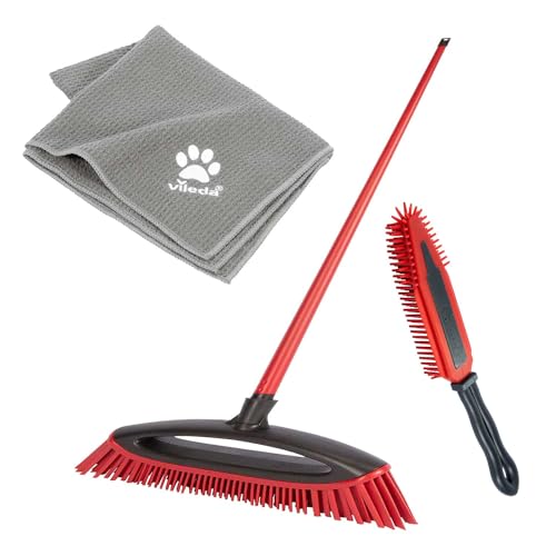 Vileda Pet Pro Komplettset, Box mit Always Clean Besen, elektrostatischer Polsterbürste und Mikrofaser Handtuch , Tierhaare Reinigung, Haustier abtrocknen, für jede Oberfläche im Sale