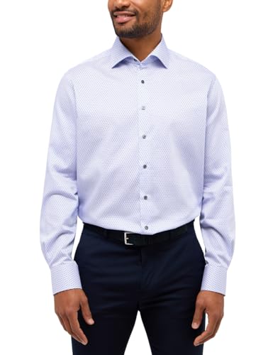 ETERNA Modern Fit Hemd Langarm New Kent Kragen Muster blau im Sale