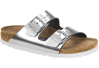 Thumbnail for BIRKENSTOCK Damen Arizona Leder Softfootbed Pantoletten, Silber (Metallic Silver), 43 EU im Sale