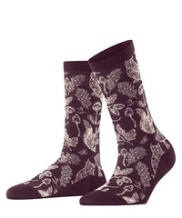 Thumbnail for Burlington Women's Socks Forest W So Cotton Patterned 1 Pair, Red Burgundy 8590, 36-41 on Sale