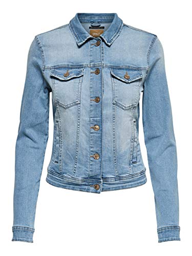 ONLY Women's Denim Jacket | Short Denim Transition Jacket Blue | Basic Used Wash ONLTIA, Colors: Blue, on Sale