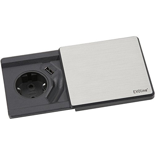 Schulte 1592 7000 3600 EVOline Square 80 Schuko mit USB QI-Charger, Edelstahl im Sale