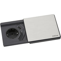 Thumbnail for Schulte 1592 7000 3600 EVOline Square 80 Schuko mit USB QI-Charger, Edelstahl im Sale