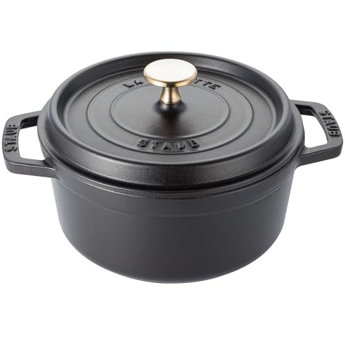 STAUB Gusseisen Bräter/Cocotte, Rund 18 cm, 1,7 L, Aromaregen Funktion, Für alle Herdarten geeignet, Schwarz im Sale