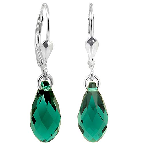 Ohrringe Tropfen Markenkristalle 925 Sterling Silber Grün NOBEL SCHMUCK im Sale