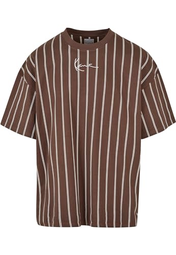 Karl Kani Herren KM224-064-3 KK Small Signature Boxy Heavy Jersey Pinstripe Teebrown/White  Brown im Sale