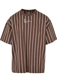 Thumbnail for Karl Kani Herren KM224-064-3 KK Small Signature Boxy Heavy Jersey Pinstripe Teebrown/White  Brown im Sale