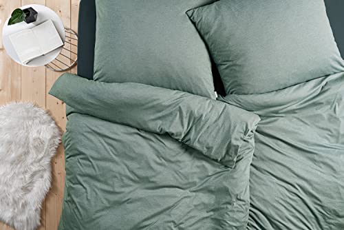 ESTELLA Mako Interlock Jersey Bettwäsche Uni Takoma mint, 1 Bettbezug 135 x 200 cm + 1 Kissenbezug 80 x 80 cm im Sale