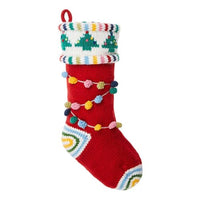 Thumbnail for BUTLERS Strick Weihnachtsstrumpf mit Bommeln - X-Mas - Bunter Nikolausstrumpf zum Befüllen Aufhängen | Deko Weihnachtssocke Tannenbaum für Kamin Treppe | Nikolaus Strumpf Geschenkbeutel Weihnachten im Sale