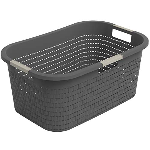Rotho Country laundry basket 40l, plastic (PP) BPA-free, anthracite, 40l (58.0 x 38.9 x 25.1 cm) on sale