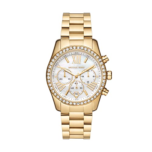 Michael Kors Lexington Chronograph Quarzuhr mit Silber- und Goldtönen Edelstahlarmband für Damen MK5735 im Sale