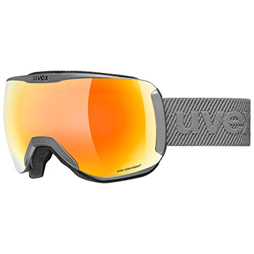 uvex downhill 2100 CV - Skibrille für Damen und Herren - konstraststeigernd - verzerrungs- & beschlagfrei - rhino/orange-orange - one size im Sale