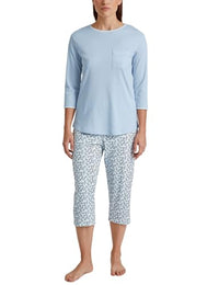 Thumbnail for CALIDA Sweet Dreams 3/4-length pajamas for women, made of 100% cotton, with fabric-covered elastic waistband on sale