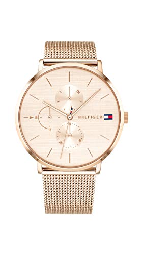 Tommy Hilfiger Multi Zifferblatt Quarz Uhr für Damen mit Roségoldfarbenes Edelstahl-Mesh-Gliederarmband - 1781944 im Sale