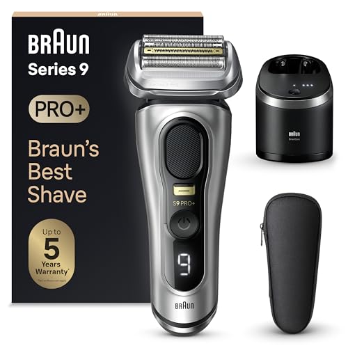 Braun Series 9 Pro+ Electric Shaver for Men, Electric Shaver with 5 Pro Shaving Elements, Long Hair Trimmer ProTrimmer &amp; Cleaning Station, 60 Min Runtime, Made in Germany, 9567cc, Silver on Sale