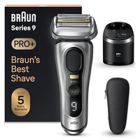 Thumbnail for Braun Series 9 Pro+ Electric Shaver for Men, Electric Shaver with 5 Pro Shaving Elements, Long Hair Trimmer ProTrimmer & Cleaning Station, 60 Min Runtime, Made in Germany, 9567cc, Silver on Sale