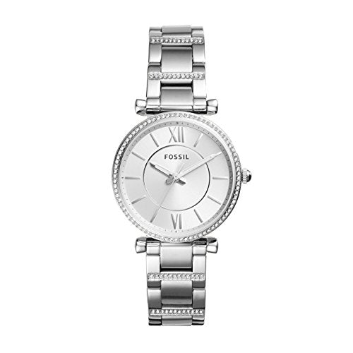 Fossil Damenuhr Carlie, Quarzwerk, 35mm Silbernes Edelstahlgehäuse mit Edelstahlarmband, ES4341 im Sale