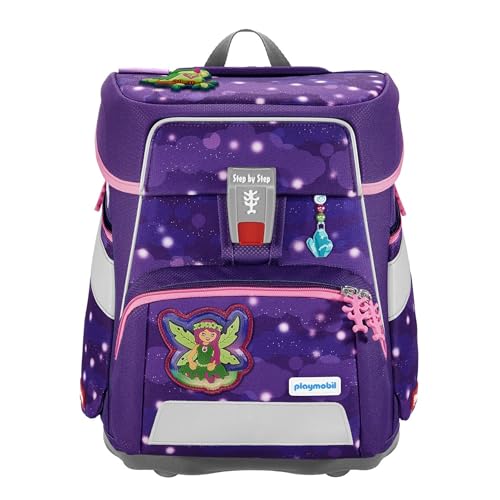Step by Step Schulranzen-Set SPACE Playmobil „Ayuma Leavi“ 5-teilig, ergonomischer Tornister, höhenverstellbar, Hüftgurt, für Grundschule, ab der 1. Klasse, 20L, lila-pink, Feen-Design im Sale