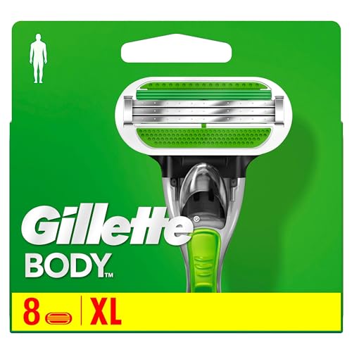 Gillette Body Rasierklingen, 8 Ersatzklingen für Körperrasierer Herren mit 3-fach Klinge, die stärker als Stahl sind im Sale