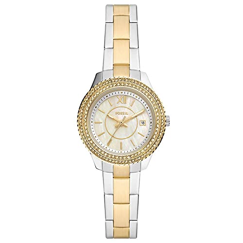 Fossil Stella Watch für Damen, Quarz-Dreizeiger-Datumswerk mit Edelstahlarmband im Sale
