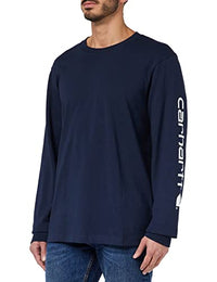 Thumbnail for Carhartt Herren Lockeres, Schweres, Langärmliges T-shirt mit Logo-grafik auf dem Ärmel- T-Shirt , Marineblau, im Sale