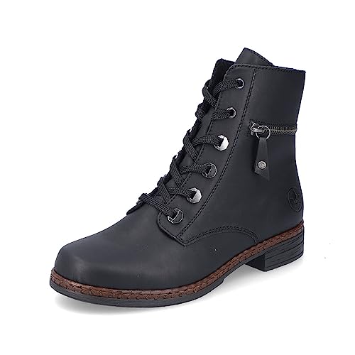 Rieker Damen Schnürstiefeletten 75142, Frauen Stiefeletten,halbstiefel,Kurzstiefel,uebergangsschuhe,uebergangsstiefel,schwarz (01),39 im Sale