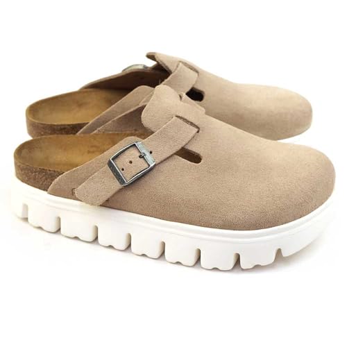 Scarpa donna sabot Birkenstock Boston Pap Chunky in suede warm sand D25BI01 1026176 40 im Sale