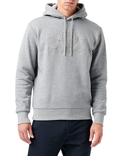 Gant Herren REG Tonal Shield Hoodie Kapuzenpullover, Evening Blue, im Sale