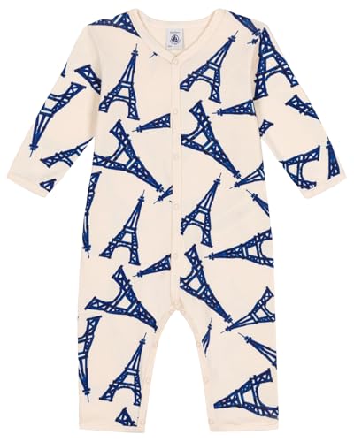 Petit Bateau A0BX2 Langärmliger, Fußloser Schlafanzug Unisex Baby Avalanche/Multico 6 Monate im Sale