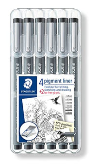 Thumbnail for STAEDTLER Fineliner pigment liner, schwarz, Set mit 6 Linienbreiten, Promotion 4 + 2 gratis, hohe Qualität Made in Germany, Pigmenttinte, dokumentenecht, lichtbeständig, 308 SB6P im Sale