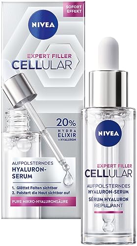 NIVEA Cellular Expert Filler Aufpolsterndes Hyaluron-Serum, leichtes und schnell einziehendes Serum mit purem Hyaluron, Gesichtspflege für geglättete Falten (30 ml) im Sale